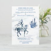 *~* Middeleeuwse Kasteelridder te Paard Trouwen Kaart (Staand voorkant)