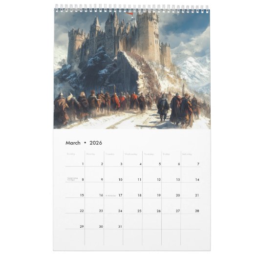 Middeleeuwse kastelen: historische kunstkalender kalender (Mar 2026)