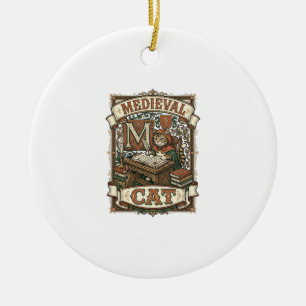 Middeleeuwse Kat Kat Middeleeuwse Manuscripten Vin Keramisch Ornament
