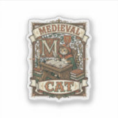 Middeleeuwse Kat Kat Middeleeuwse Manuscripten Vin Sticker (Voorkant)