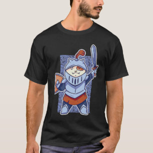 Middeleeuwse kat kitten met zwaard en Schild Drake T-shirt