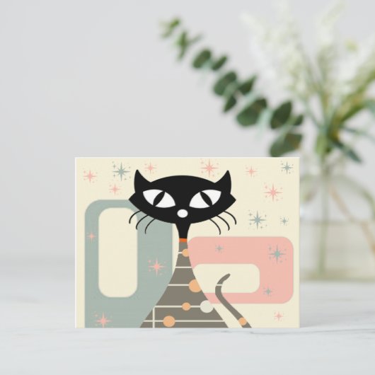 Middeleeuwse kat uit de middeleeuwen Moderne Briefkaart (Staand voorkant)