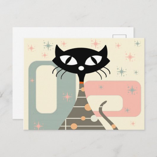 Middeleeuwse kat uit de middeleeuwen Moderne Briefkaart (Voorkant / Achterkant)