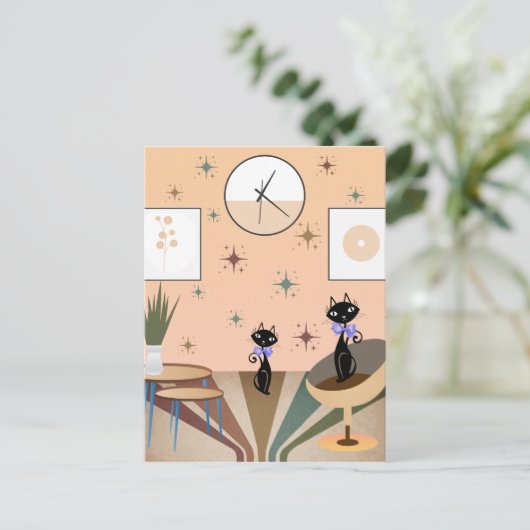 Middeleeuwse kat uit de middeleeuwen Moderne Briefkaart (Staand voorkant)