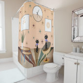 Middeleeuwse kat uit de middeleeuwen Moderne Douchegordijn (In situ)