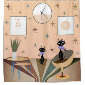 Middeleeuwse kat uit de middeleeuwen Moderne Douchegordijn (Voorkant)