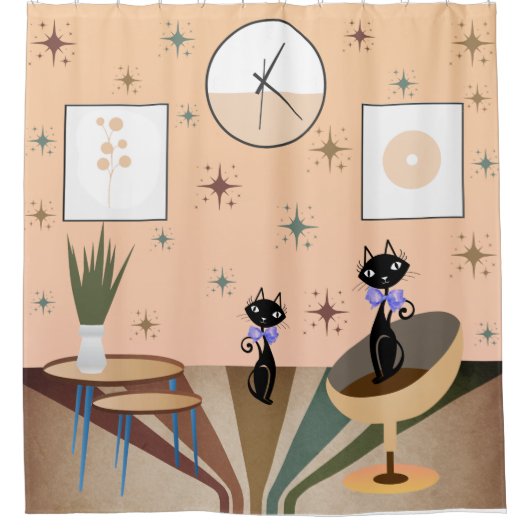 Middeleeuwse kat uit de middeleeuwen Moderne Douchegordijn (Voorkant)
