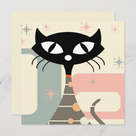 Middeleeuwse kat uit de middeleeuwen Moderne Feestdagenkaart (Voorkant / Achterkant)