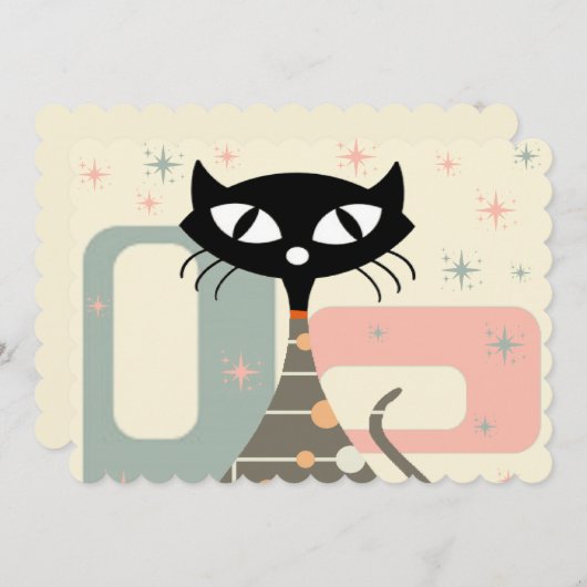 Middeleeuwse kat uit de middeleeuwen Moderne Feestdagenkaart (Voorkant / Achterkant)
