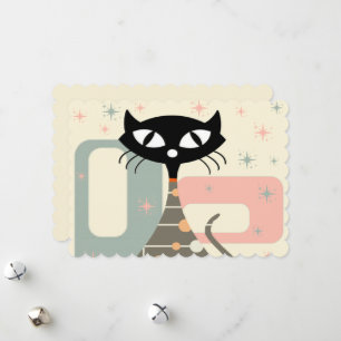 Middeleeuwse kat uit de middeleeuwen Moderne Feestdagenkaart