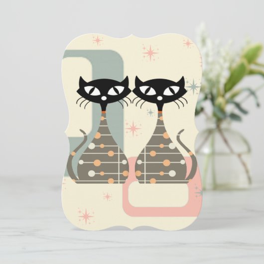 Middeleeuwse kat uit de middeleeuwen Moderne Feestdagenkaart (Staand voorkant)