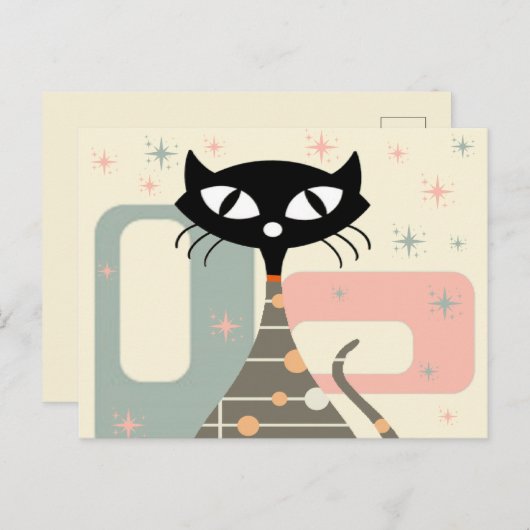 Middeleeuwse kat uit de middeleeuwen Moderne Feestdagenkaart (Voorkant / Achterkant)