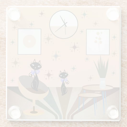 Middeleeuwse kat uit de middeleeuwen Moderne Glazen Onderzetter (Achterkant)