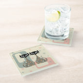 Middeleeuwse kat uit de middeleeuwen Moderne Glazen Onderzetter (Schuin)