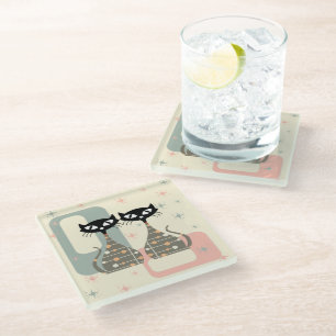 Middeleeuwse kat uit de middeleeuwen Moderne Glazen Onderzetter