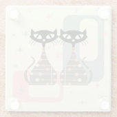 Middeleeuwse kat uit de middeleeuwen Moderne Glazen Onderzetter (Achterkant)