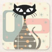 Middeleeuwse kat uit de middeleeuwen Moderne Kartonnen Onderzetters (Voorkant)