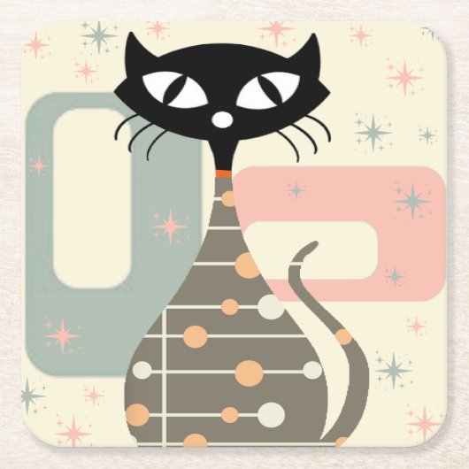 Middeleeuwse kat uit de middeleeuwen Moderne Kartonnen Onderzetters (Voorkant)