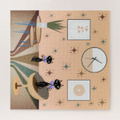 Middeleeuwse kat uit de middeleeuwen Moderne Legpuzzel (Horizontaal)