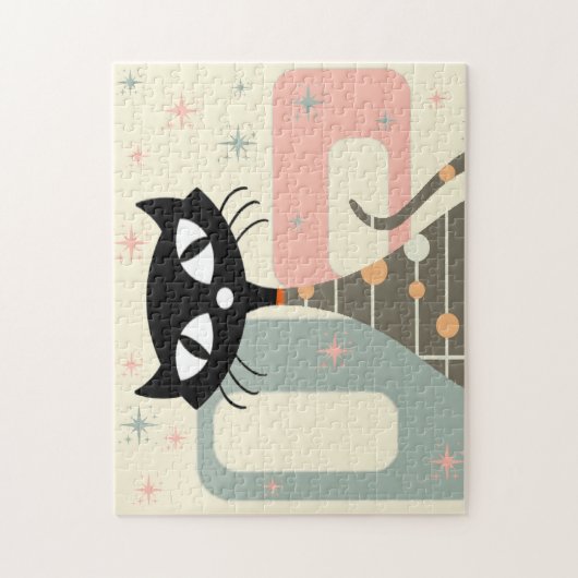 Middeleeuwse kat uit de middeleeuwen Moderne Legpuzzel (Verticaal)