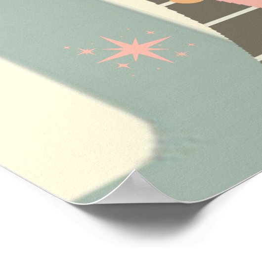 Middeleeuwse kat uit de middeleeuwen Moderne Poster (Hoek)