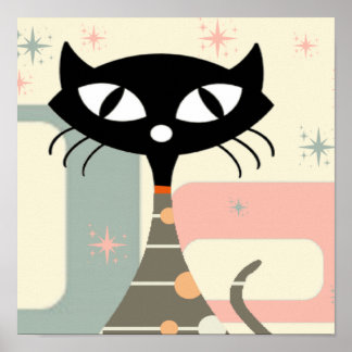 Middeleeuwse kat uit de middeleeuwen Moderne Poster