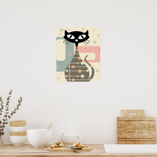 Middeleeuwse kat uit de middeleeuwen Moderne Poster (Keuken)