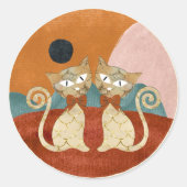 Middeleeuwse kat uit de middeleeuwen Moderne Ronde Sticker (Voorkant)