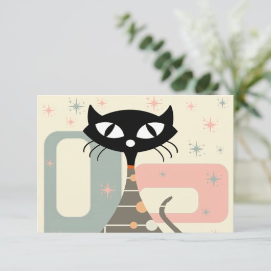 Middeleeuwse kat uit de middeleeuwen Moderne RSVP Kaartje (Staand voorkant)