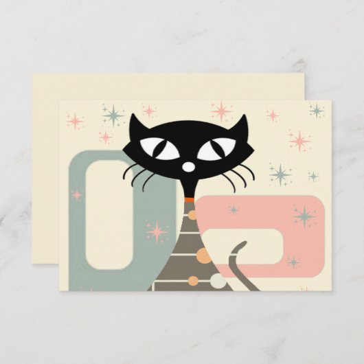 Middeleeuwse kat uit de middeleeuwen Moderne RSVP Kaartje (Voorkant / Achterkant)