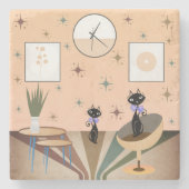 Middeleeuwse kat uit de middeleeuwen Moderne Stenen Onderzetter (Voorkant)