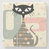 Middeleeuwse kat uit de middeleeuwen Moderne Stenen Onderzetter (Voorkant)