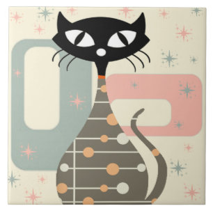 Middeleeuwse kat uit de middeleeuwen Moderne Tegeltje