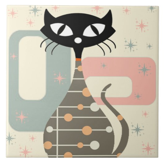 Middeleeuwse kat uit de middeleeuwen Moderne Tegeltje (Voorkant)