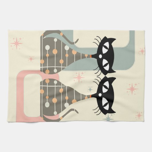 Middeleeuwse kat uit de middeleeuwen Moderne Theedoek (Horizontaal)