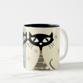 Middeleeuwse kat uit de middeleeuwen Moderne Tweekleurige Koffiemok (Voorkant rechts)