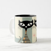 Middeleeuwse kat uit de middeleeuwen Moderne Tweekleurige Koffiemok (Voorkant links)
