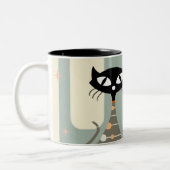 Middeleeuwse kat uit de middeleeuwen Moderne Tweekleurige Koffiemok (Links)
