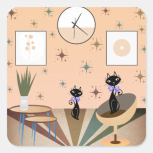 Middeleeuwse kat uit de middeleeuwen Moderne Vierkante Sticker