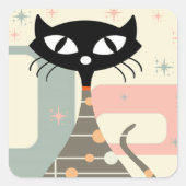 Middeleeuwse kat uit de middeleeuwen Moderne Vierkante Sticker (Voorkant)