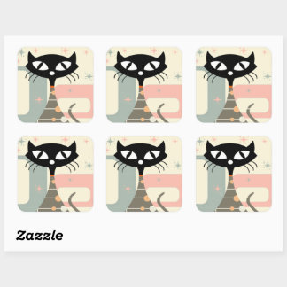 Middeleeuwse kat uit de middeleeuwen Moderne Vierkante Sticker