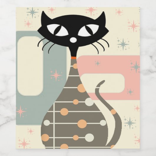 Middeleeuwse kat uit de middeleeuwen Moderne Wijn Etiket (Enkel label)