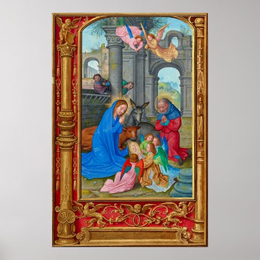 Middeleeuwse katholieke Christelijke kerststal Poster (Voorkant)