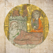 Middeleeuwse katholieke Christelijke kerststal Ronde Sticker