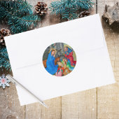 Middeleeuwse katholieke Christelijke kerststal Ronde Sticker