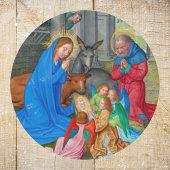 Middeleeuwse katholieke Christelijke kerststal Ronde Sticker