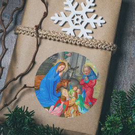 Middeleeuwse katholieke Christelijke kerststal Ronde Sticker