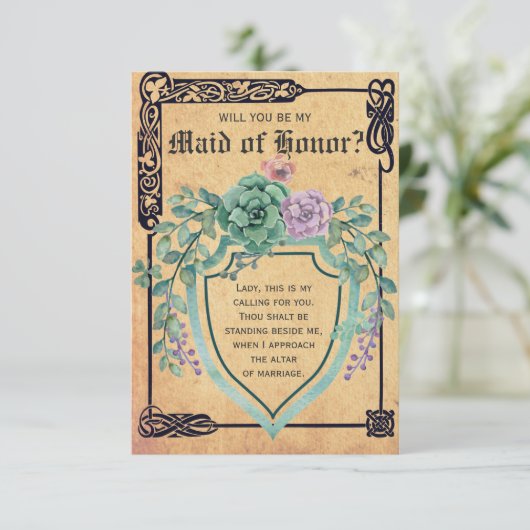 Middeleeuwse Keltische Bloem Wil je mijn bruidsmei Kaart (Staand voorkant)