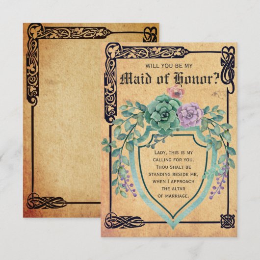 Middeleeuwse Keltische Bloem Wil je mijn bruidsmei Kaart (Voorkant / Achterkant)