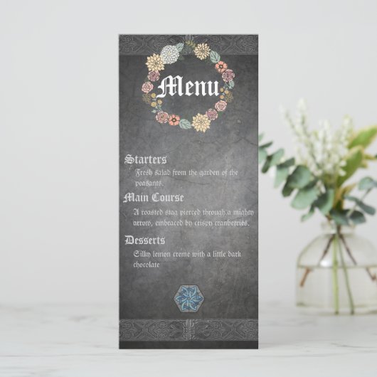 Middeleeuwse Keltische bruiloft menu Kaart (Staand voorkant)